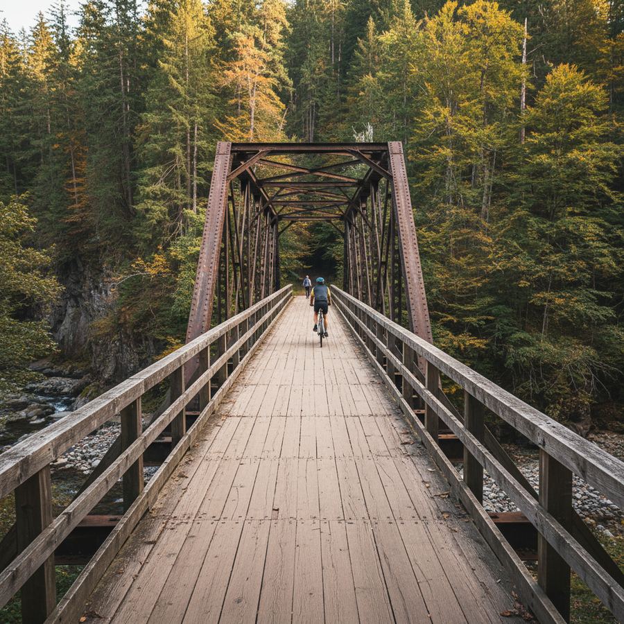 Old railway bridge converted for cycling on an Ontario rail trail