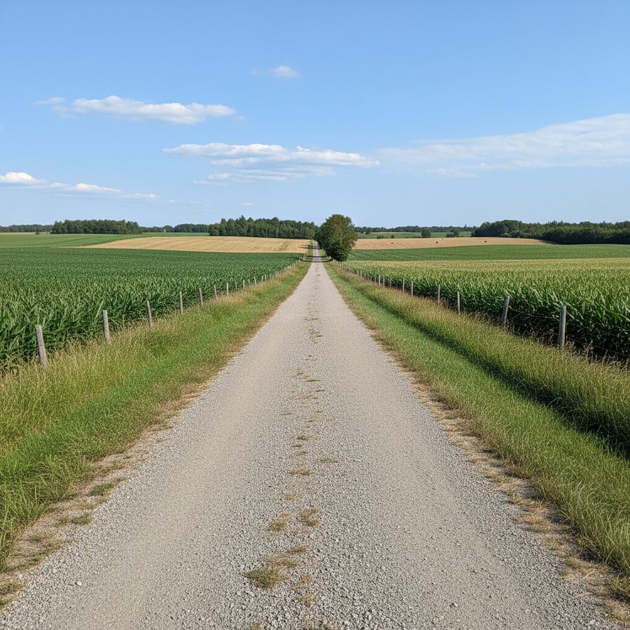 Elora Cataract Trailway cutting through rolling farmland in Wellington County