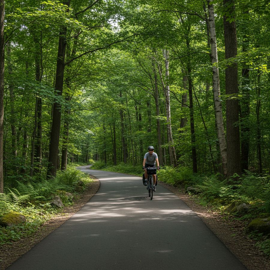 Paved bike path through Ontario countryside
