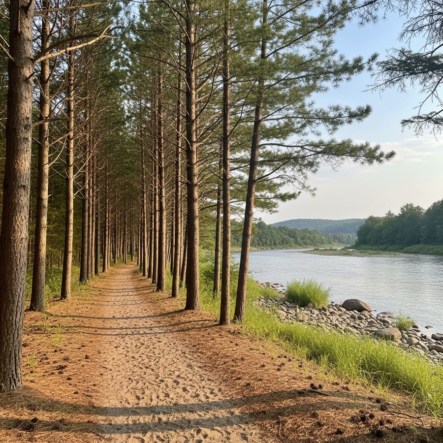 Cycling along the Petawawa River trail in summer